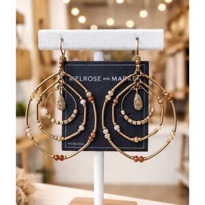 Melrose And Market Place Gold Round Beaded Earrings New
